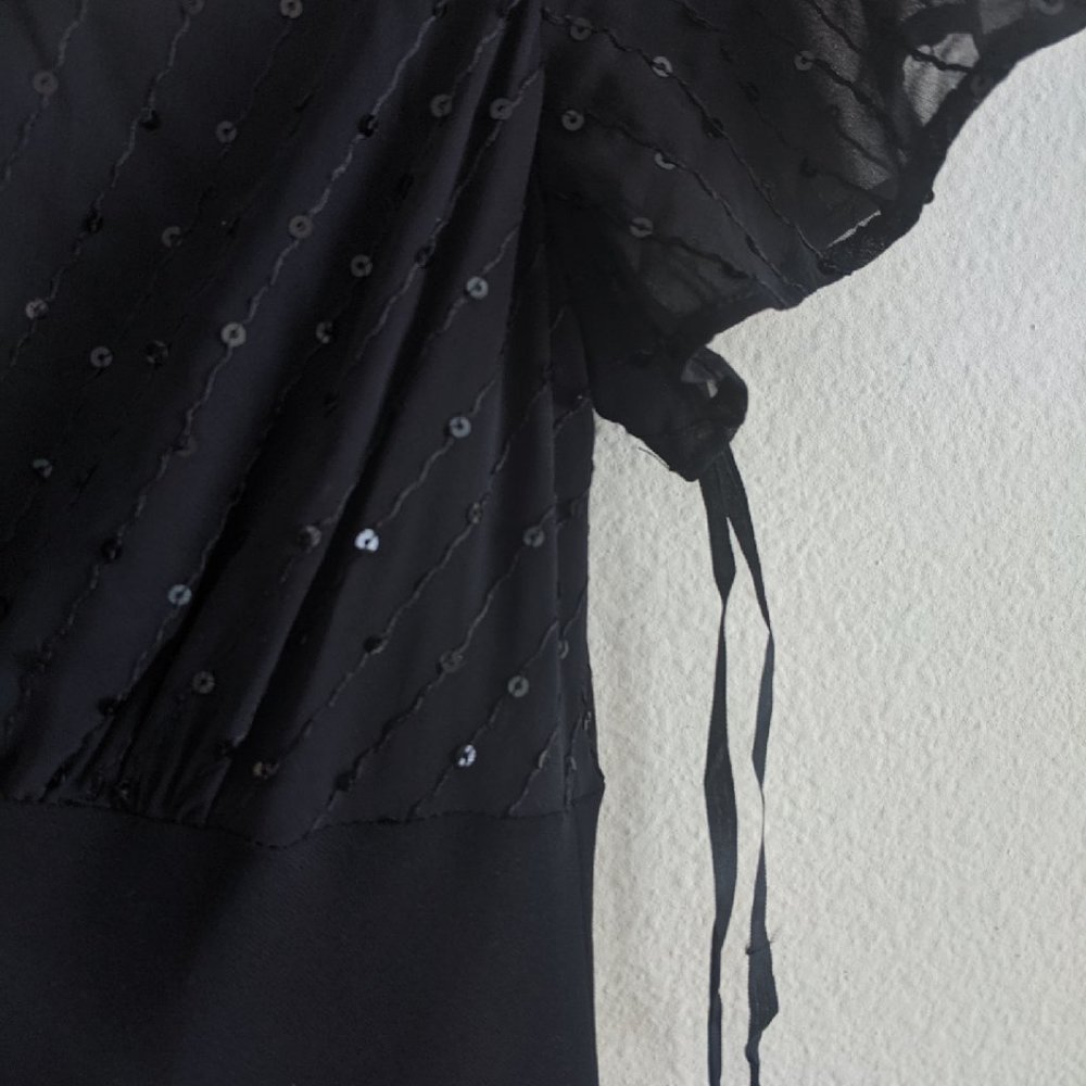 Evan Picone V Neck Night Black Dress 10P - Picture 3 of 8